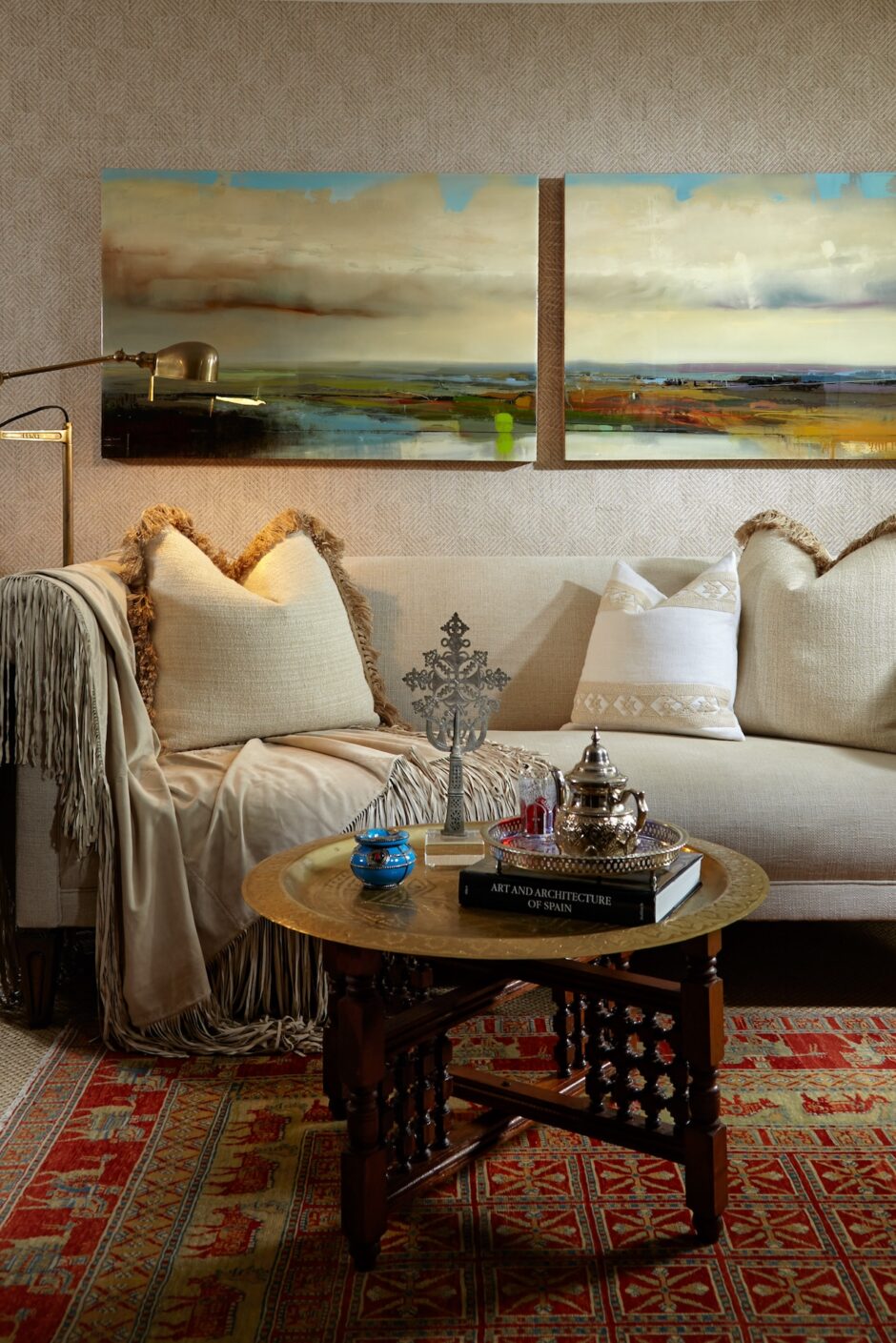 Living Room Sofa With Calf Skin Throw Ralph Lauren