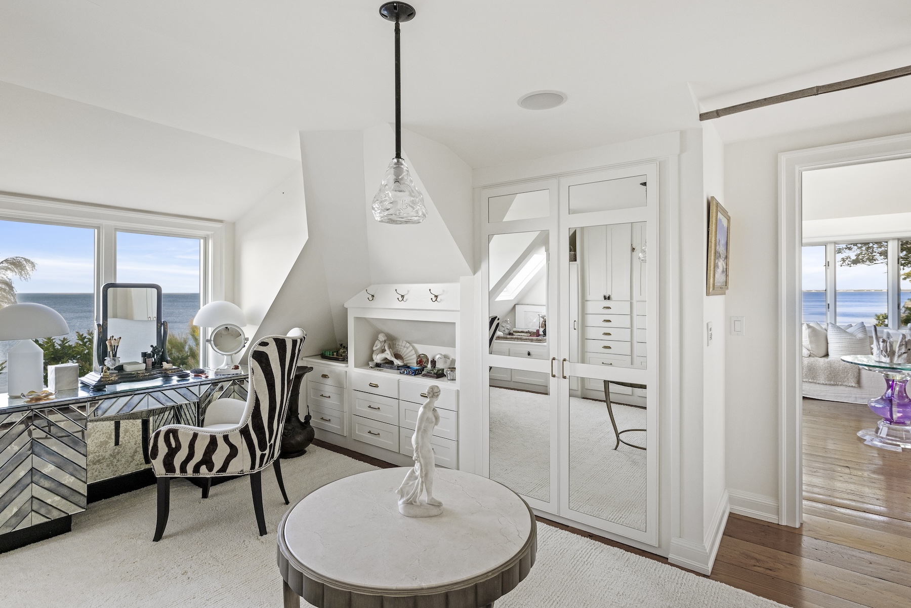 Walk In Closet With Makeup Vanity And Chair